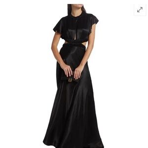 Sabina Musayev Black Satin Cutout Evening Gown